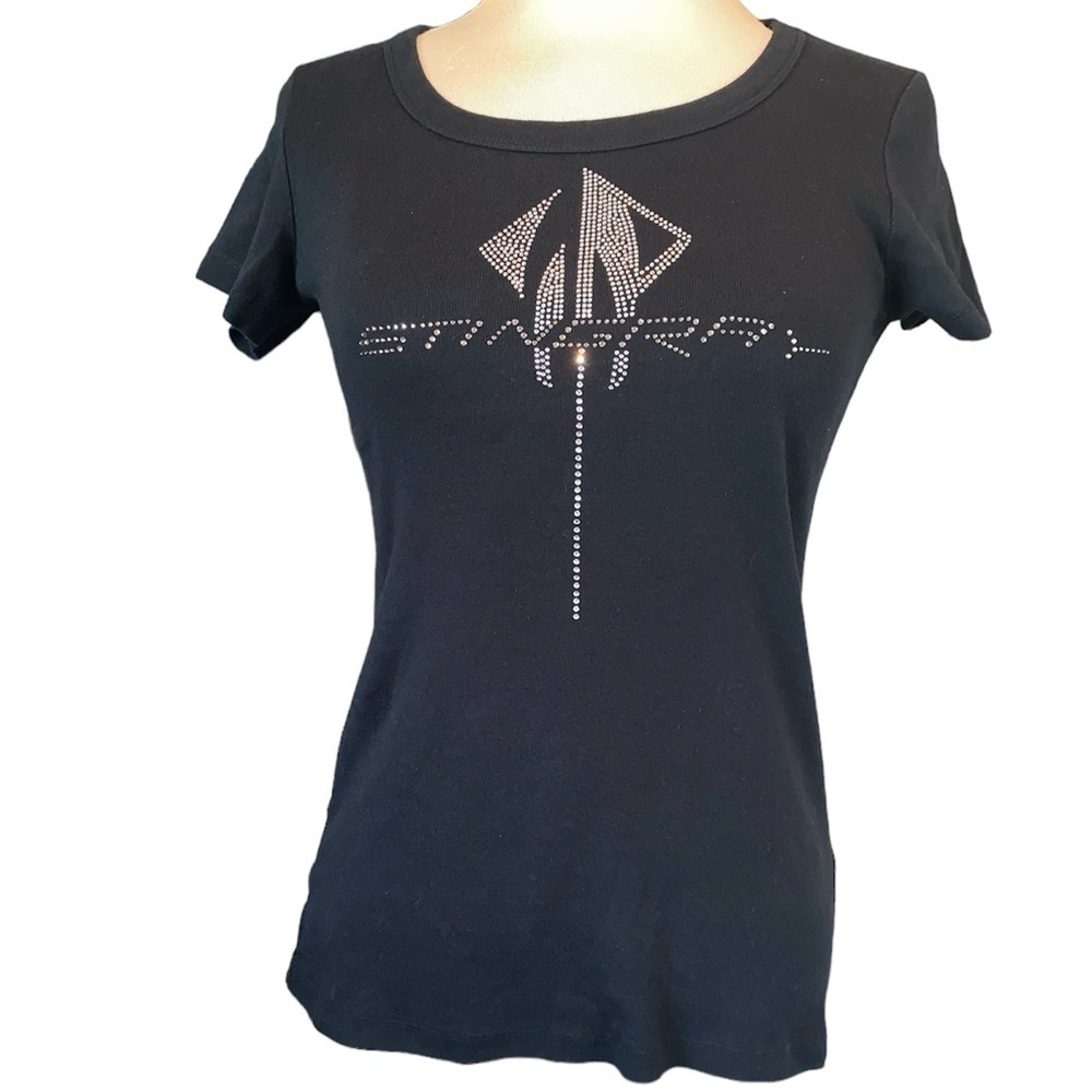 Bella T-shirt Stingray & a stingray on front in rhinestones shirt sleeve Sz Med